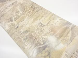 寺院風景模様織出し袋帯